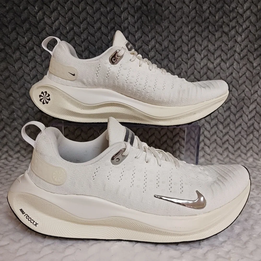 Nike ReactX Infinity Run 4 White Chrome Women's Walking Running Shoes Size 9.5